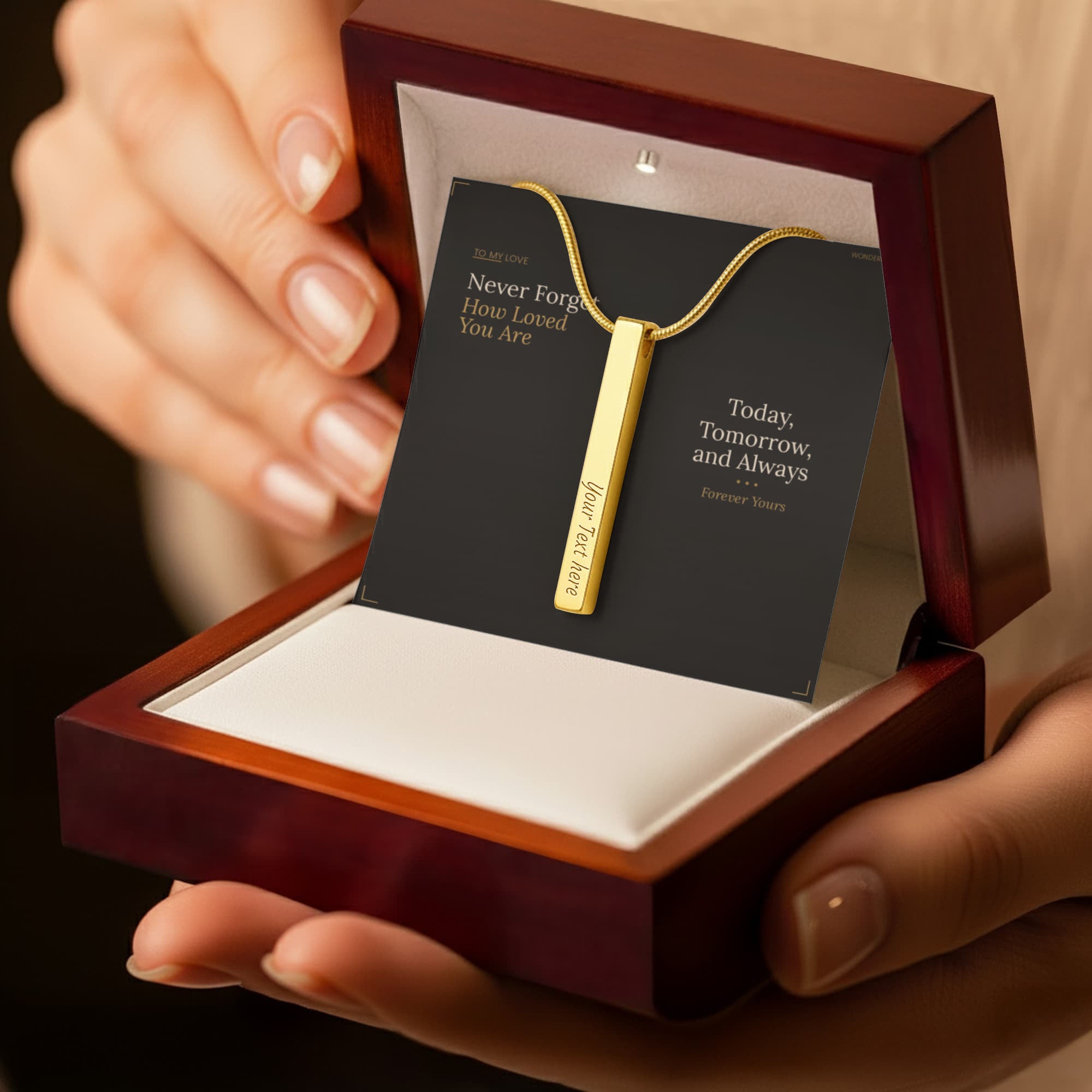 To My Love – Engraved Stick Necklace | Never Forget How Loved You Are