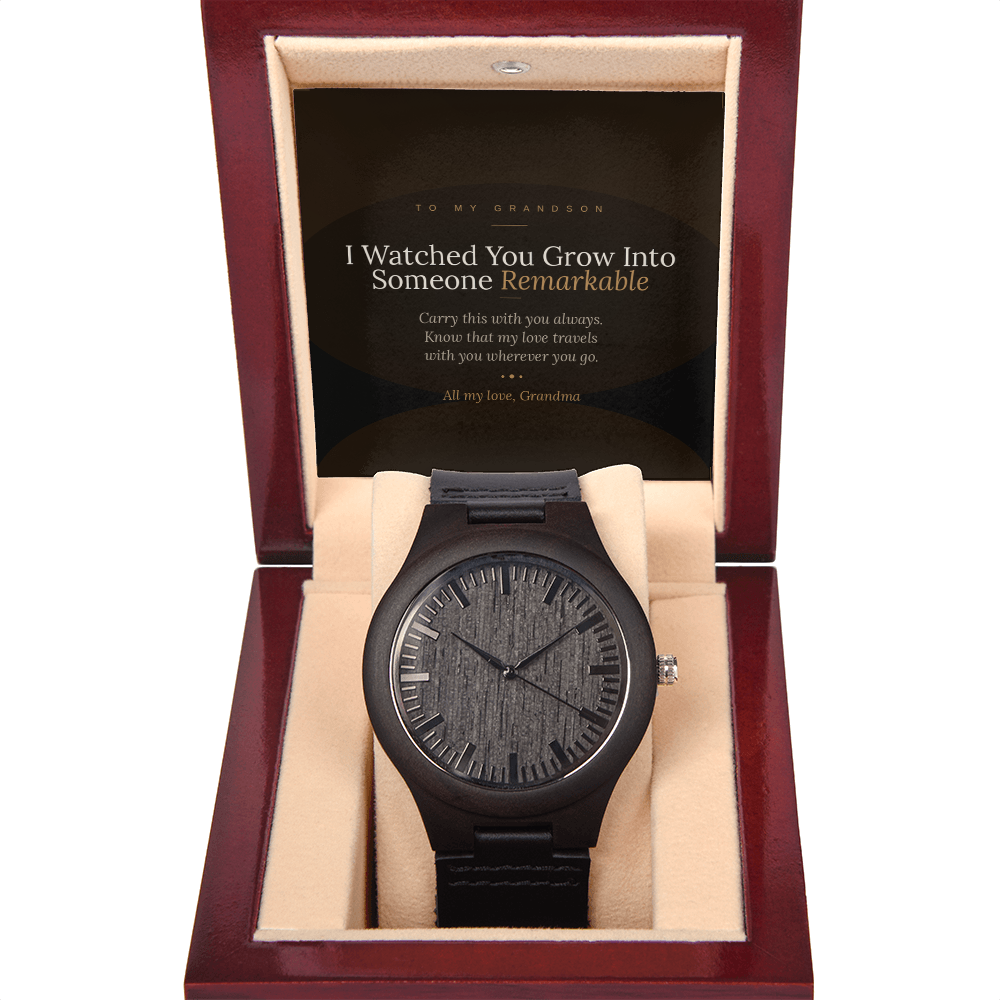To My Grandson – Wooden Watch Graduation Gift From Grandma