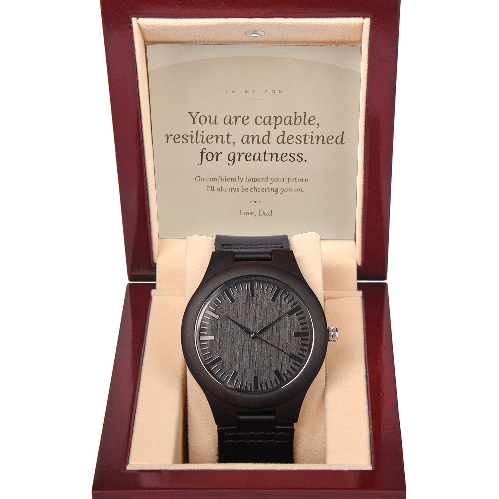 To My Son - From Dad - Graduation Wooden Watch Gift