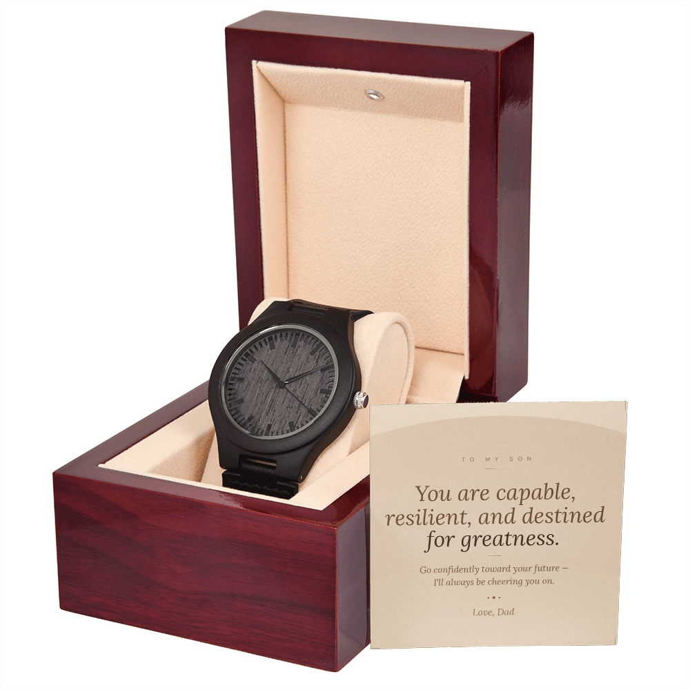 To My Son - From Dad - Graduation Wooden Watch Gift