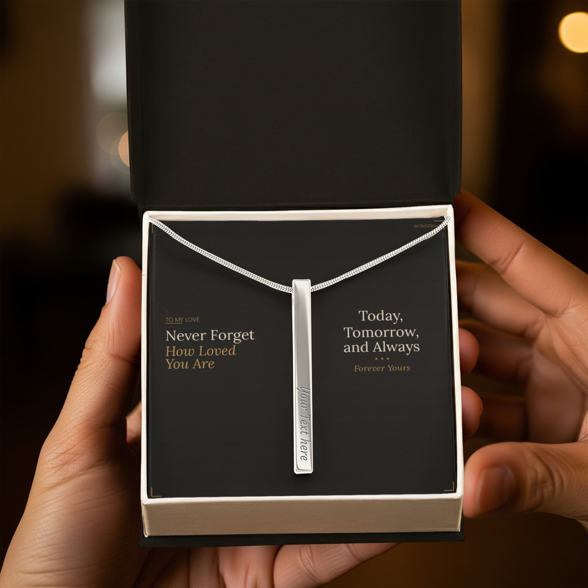 To My Love – Engraved Stick Necklace | Never Forget How Loved You Are
