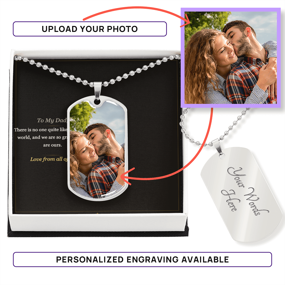To My Dad Photo Dog Tag Necklace – Personalized Father's Day Gift