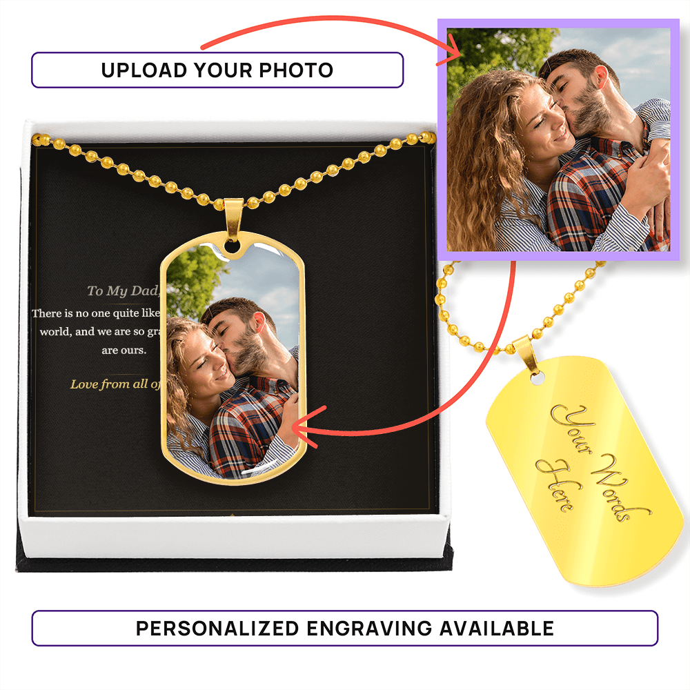 To My Dad Photo Dog Tag Necklace – Personalized Father's Day Gift